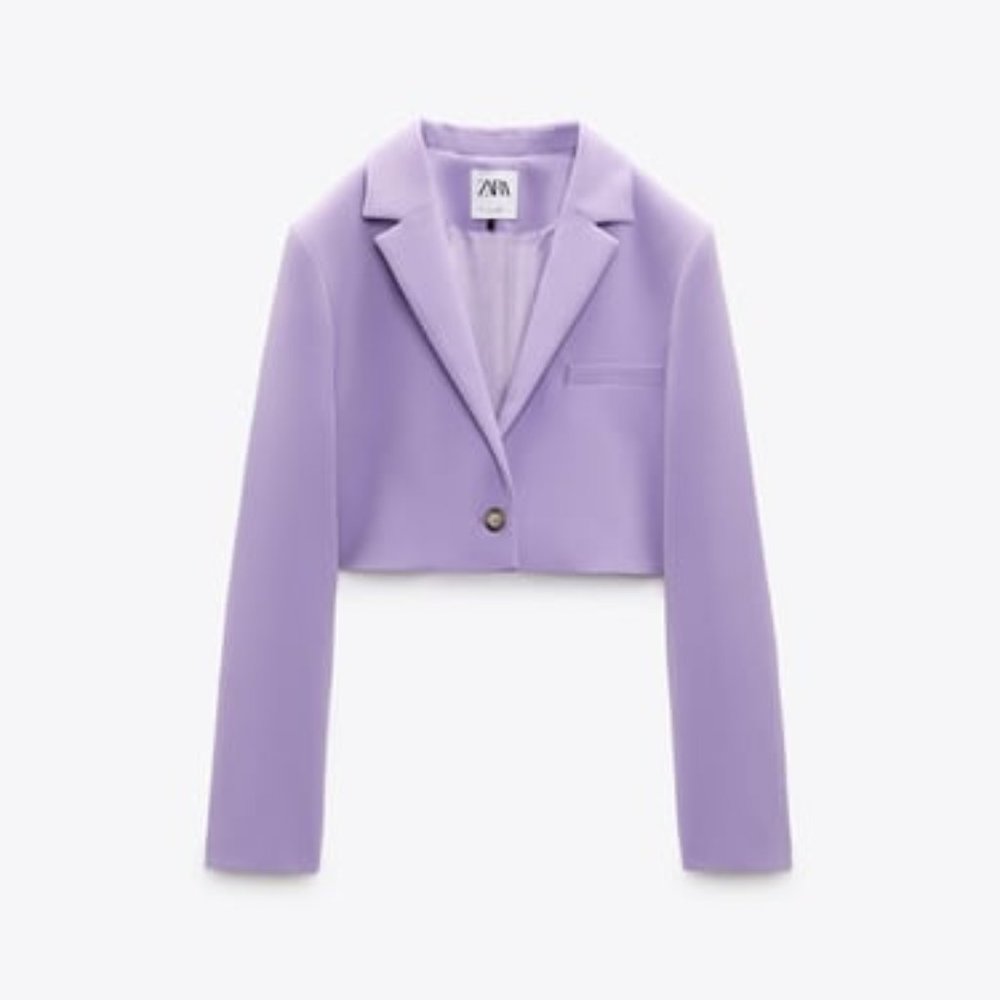 Zara purple cropped blazer